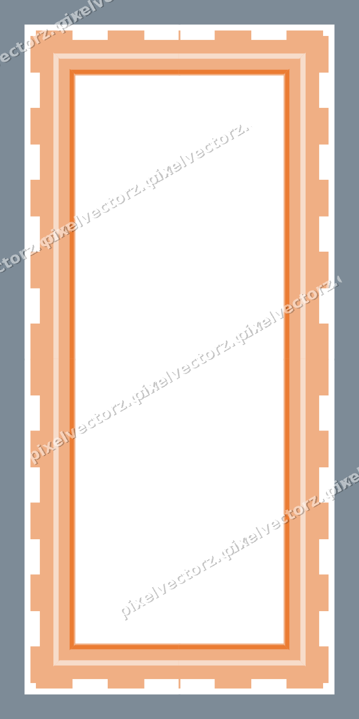 Decorative picture frame border in blue and orange with step band