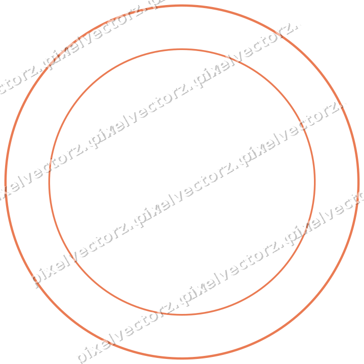 Decorative line art frame in red and orange with oval