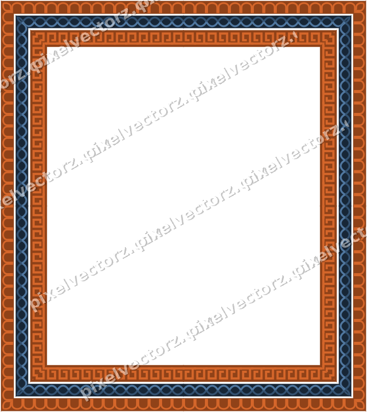 Decorative picture frame border in dark blue with arcade frieze