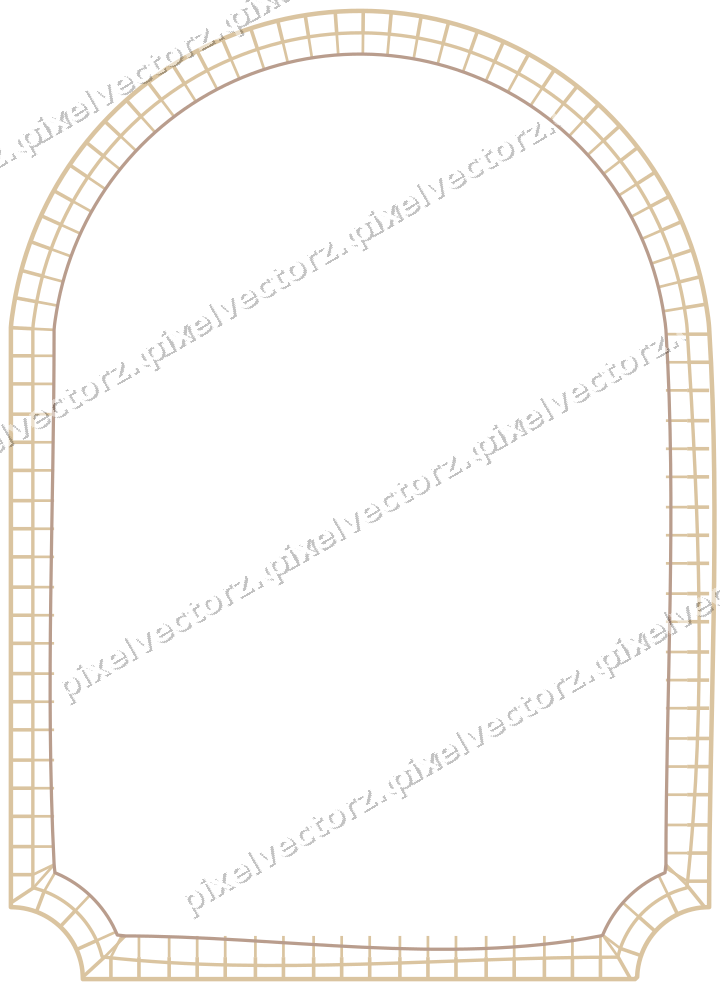 Decorative line art frame in amber and pale orange with label plaque