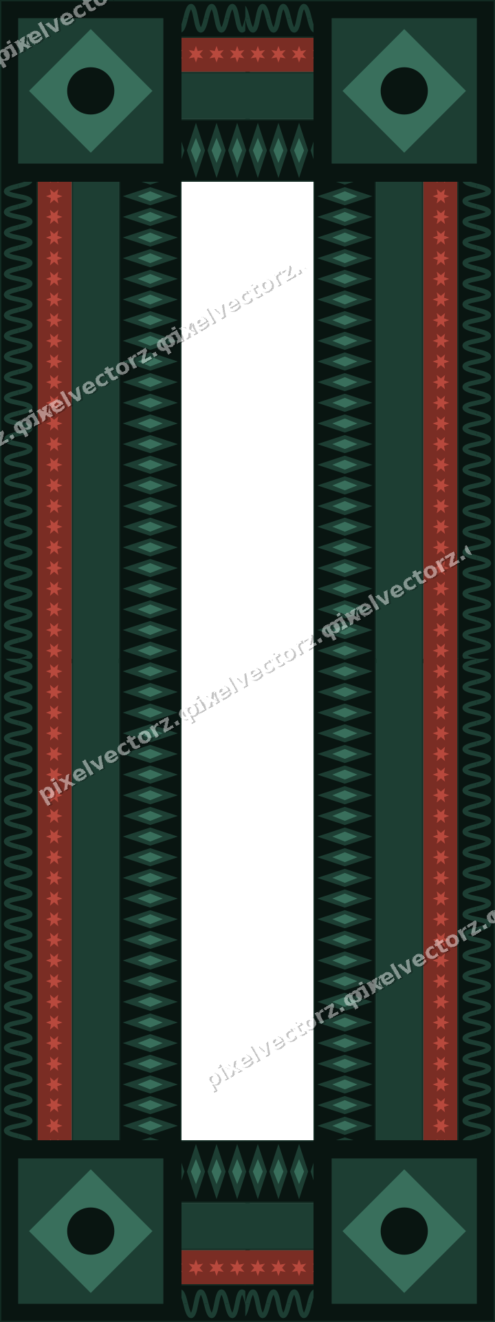 Decorative picture frame border in dark red with wave band