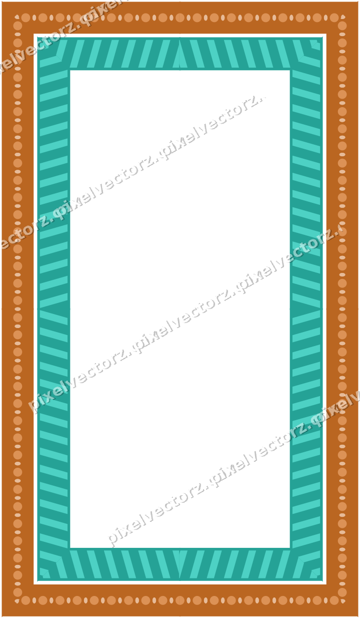 Decorative picture frame border in orange and teal with diagonal band