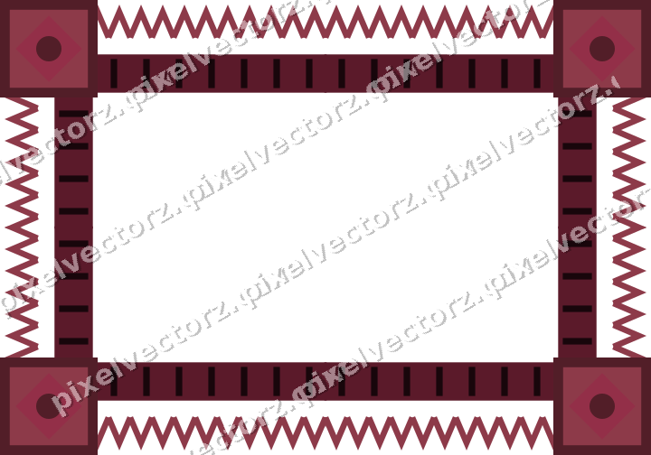 Decorative picture frame border in dark pink and amber with zigzag
