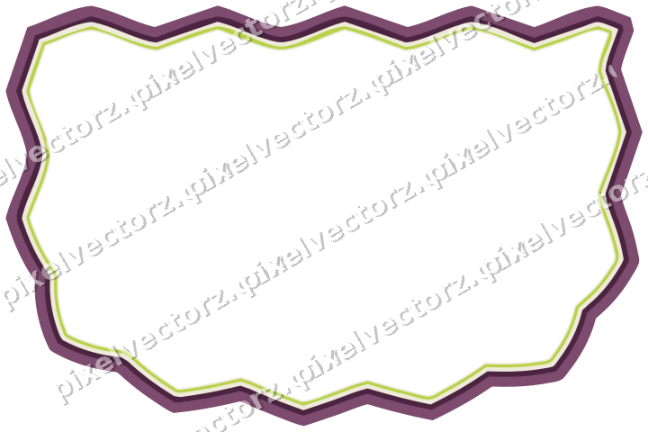 Decorative line art frame in dark magenta and lime with shield