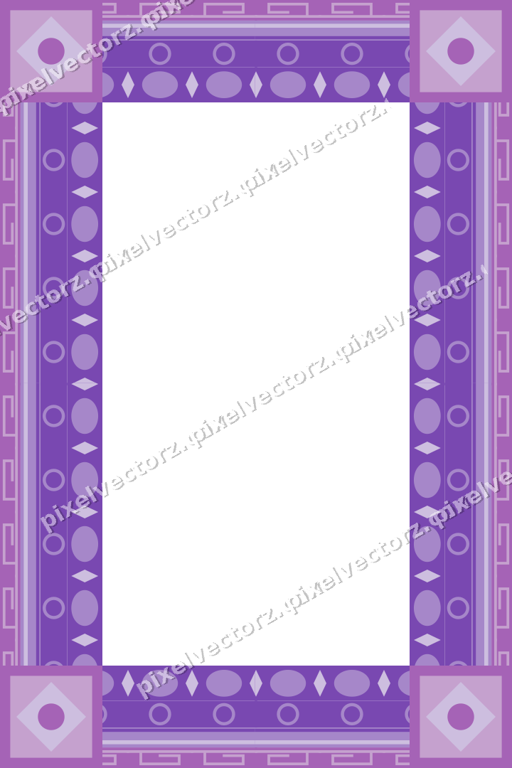 Decorative picture frame border in purple and blue with greek key