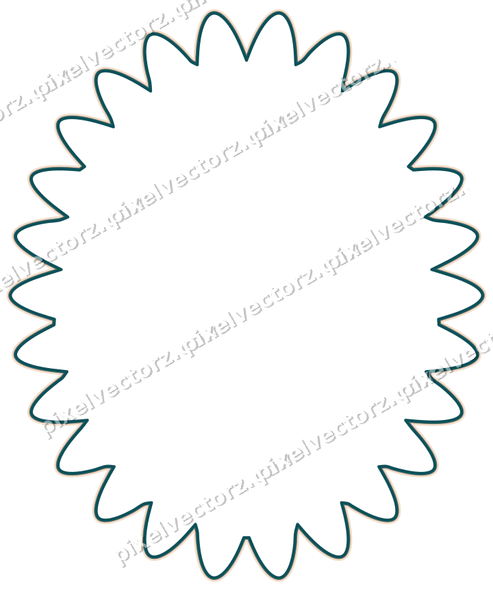 Decorative line art frame in dark teal and orange with oval