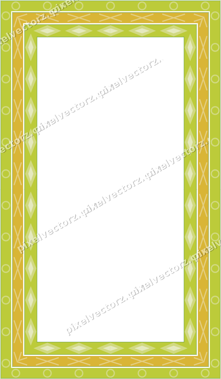 Decorative picture frame border in lime and yellow with cross band