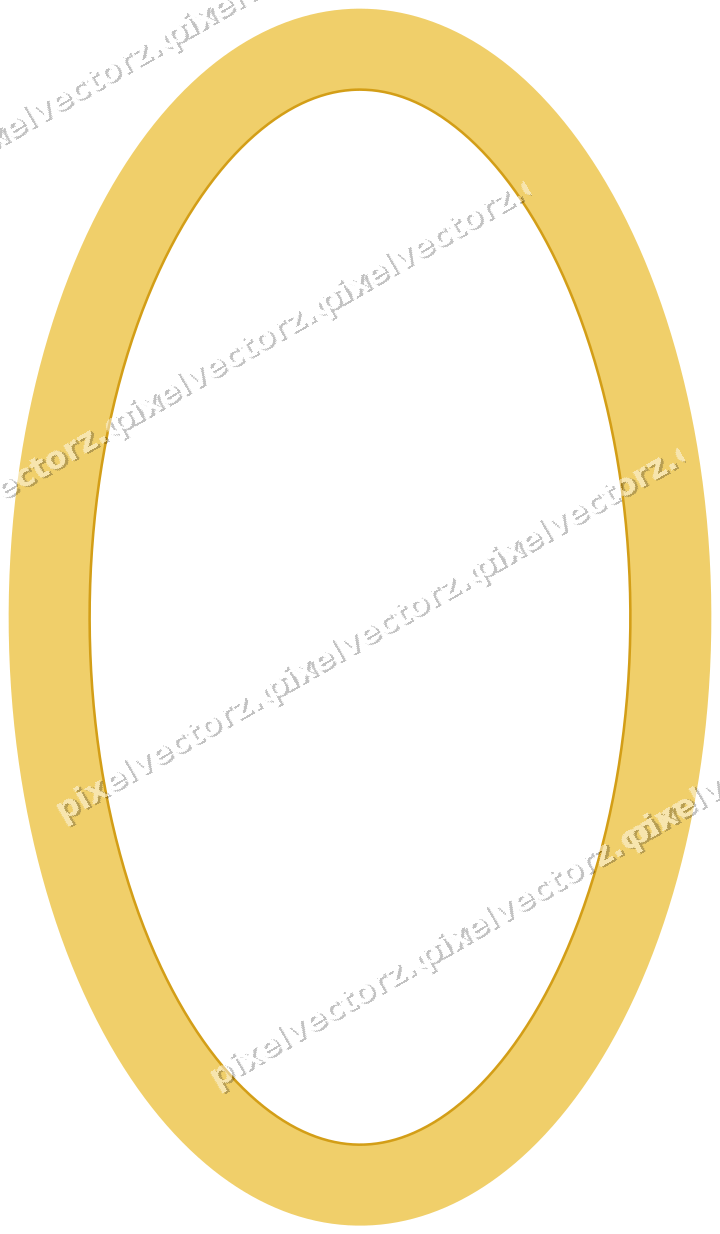 Decorative line art frame in amber and blue with oval and solid band