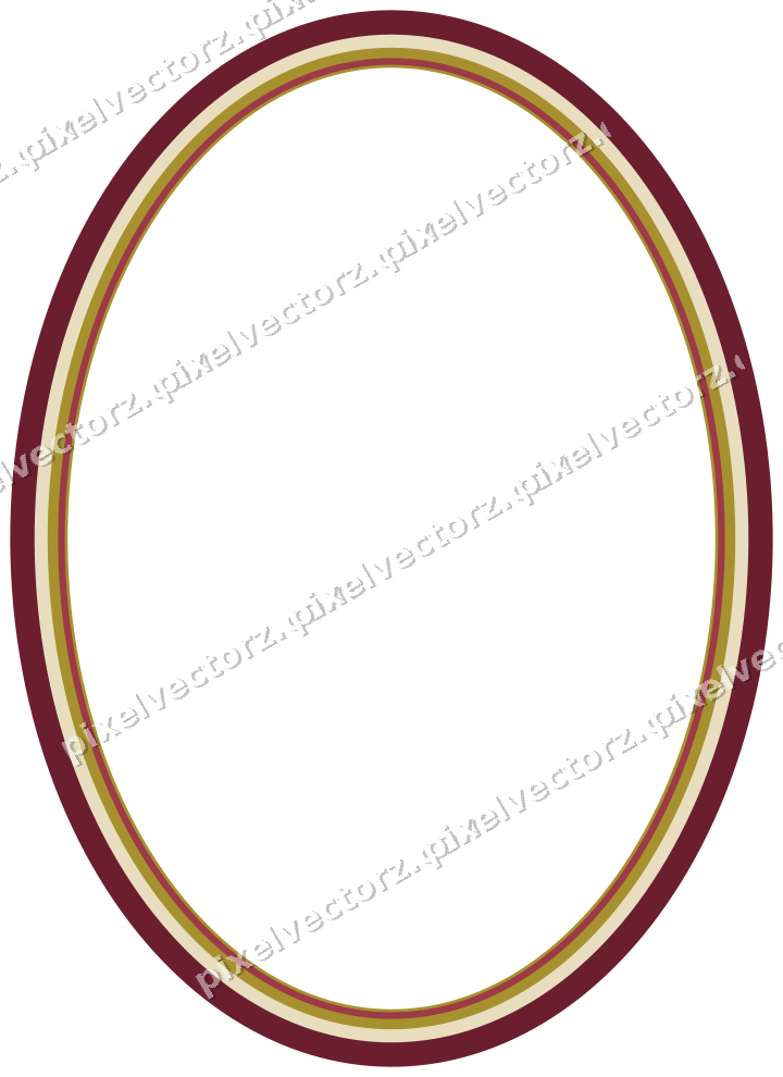 Decorative line art frame in dark pink and red with oval