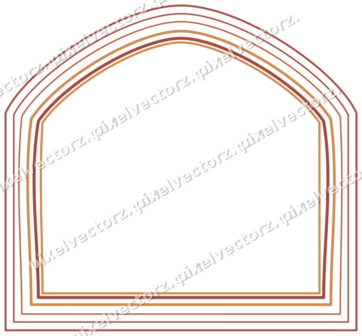 Decorative line art frame in orange and amber with label plaque