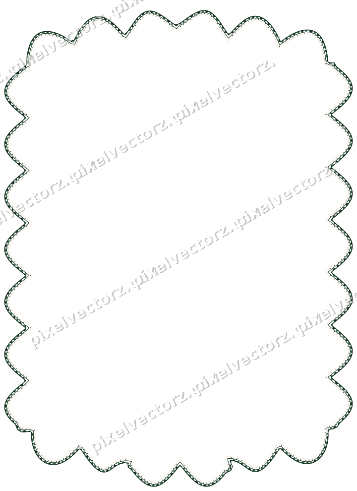 Decorative line art frame in dark green and amber with label plaque