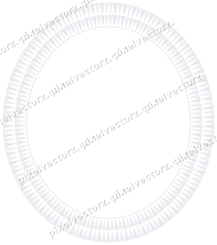 Decorative line art frame in dark blue and white with oval and dentil