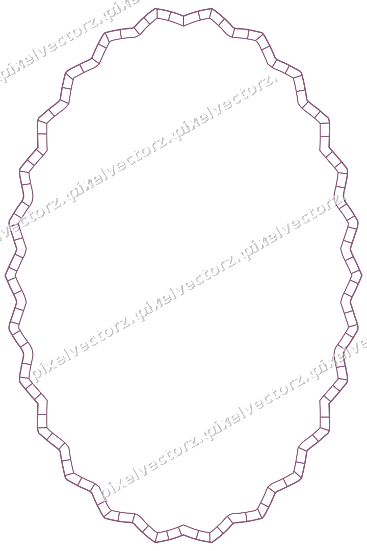 Decorative line art frame in dark magenta and lime with oval