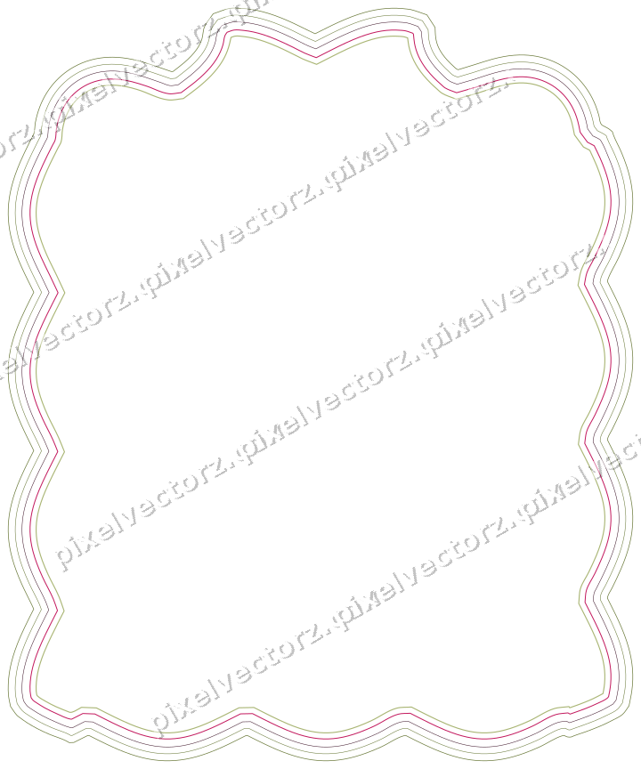 Decorative line art frame in lime and pink with label plaque