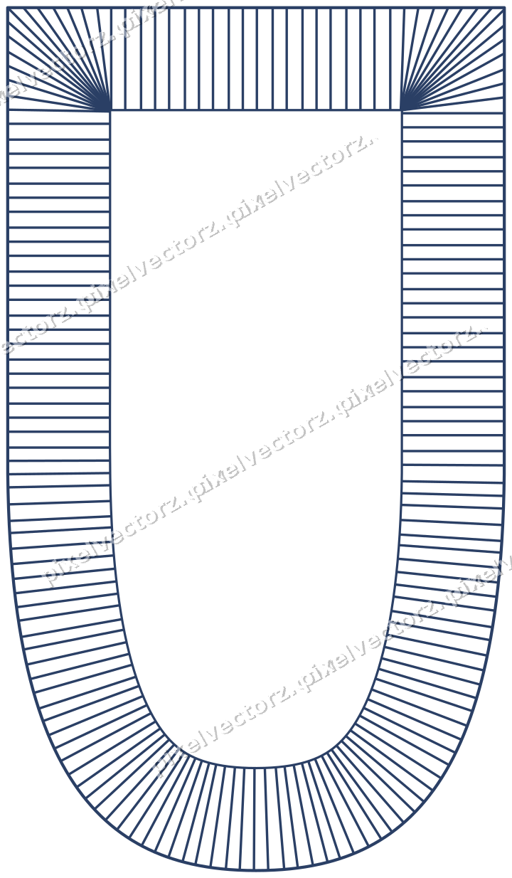 Decorative line art frame in dark blue and white with shield