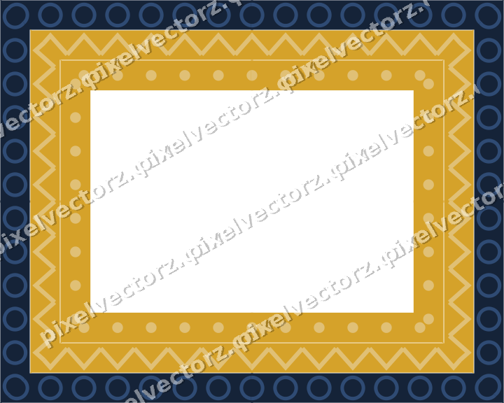 Decorative picture frame border in dark blue and amber with zigzag