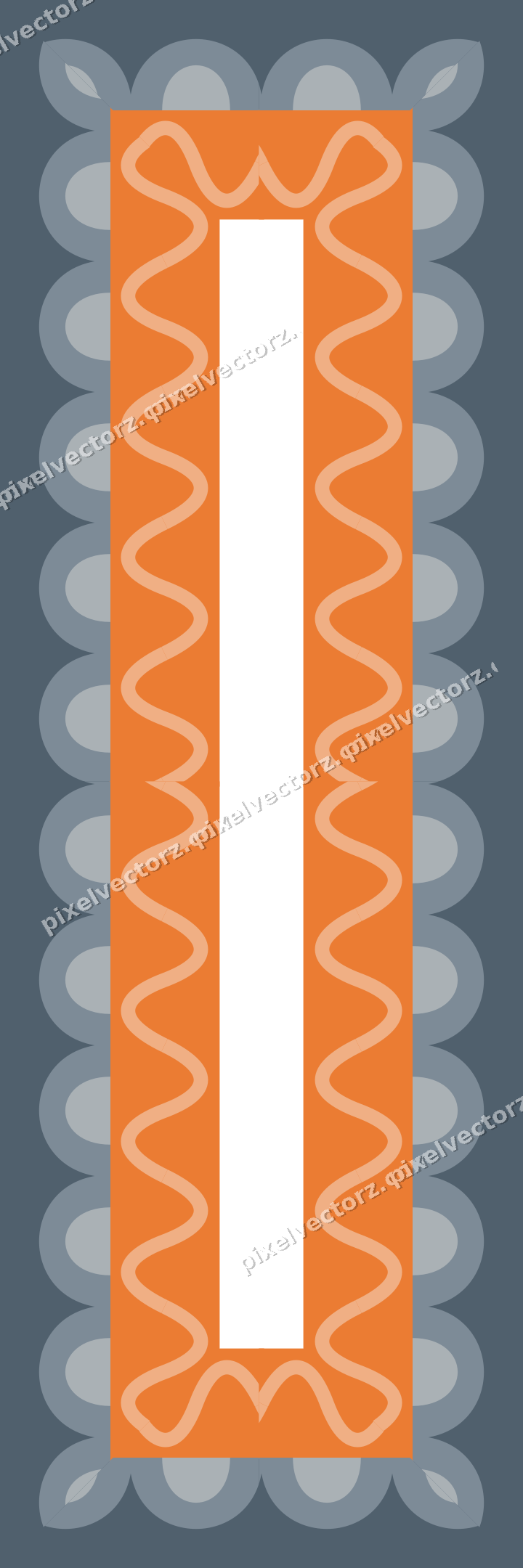 Decorative picture frame border in blue and orange with wave band