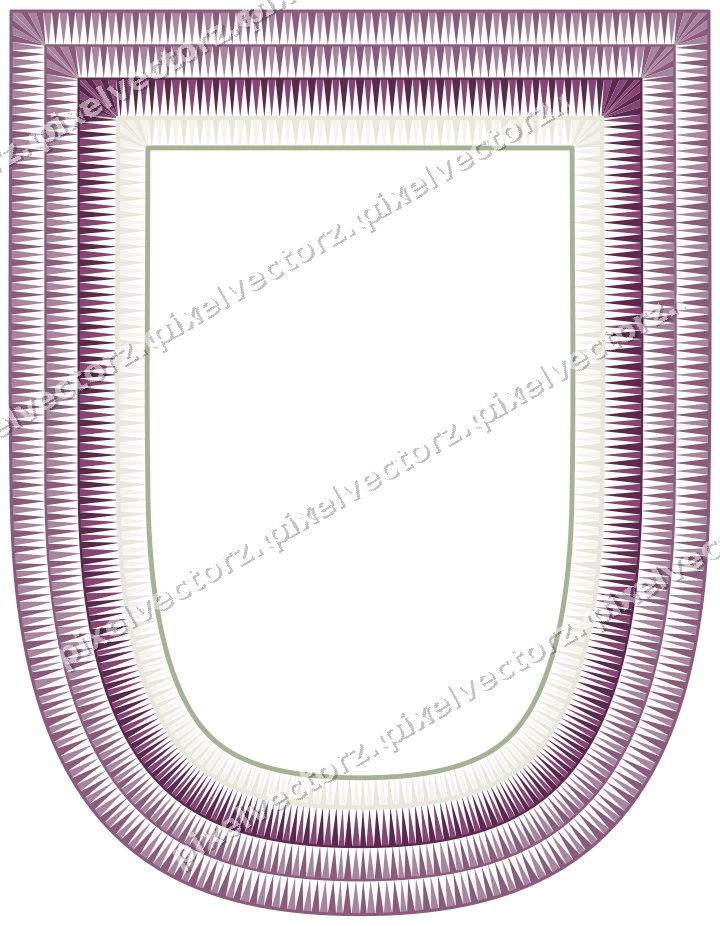 Decorative line art frame in dark magenta and lime with shield