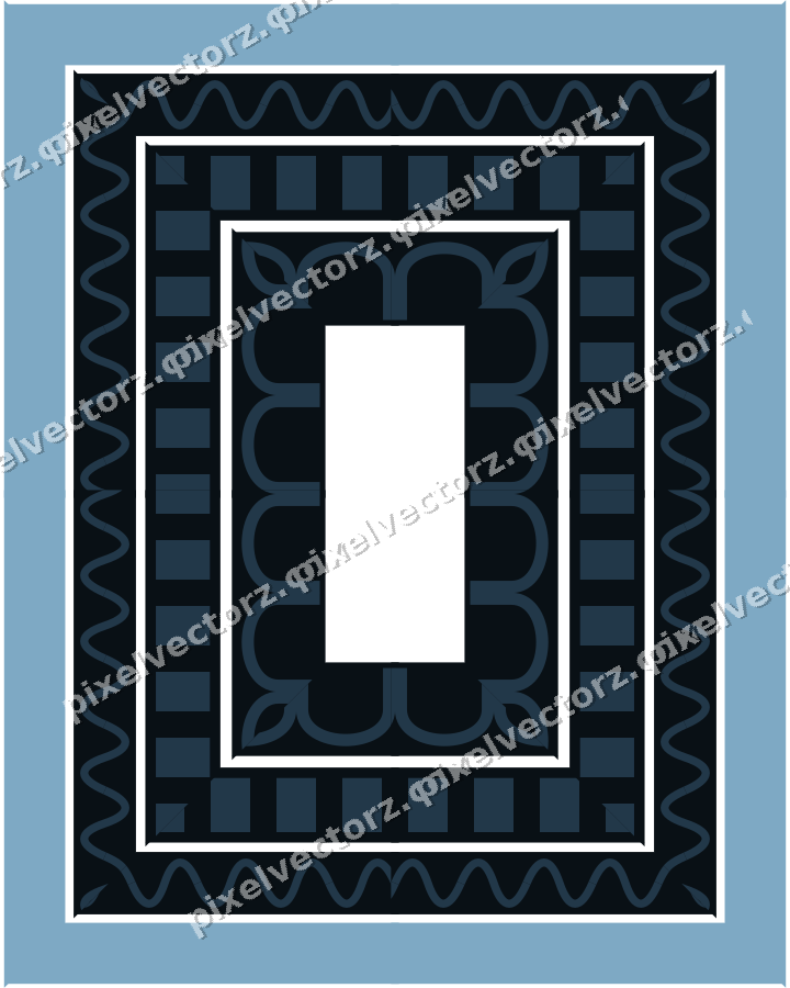 Decorative picture frame border in orange and cyan with wave band