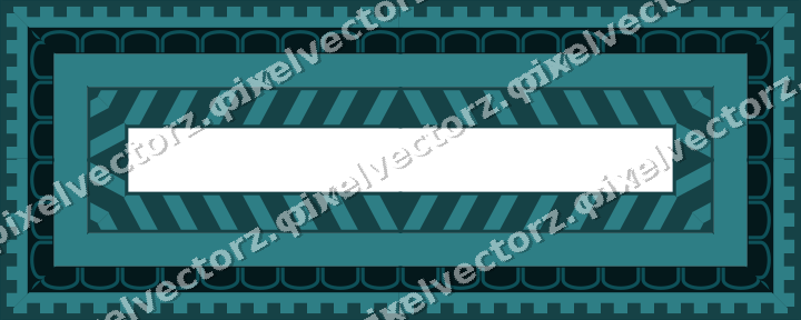 Decorative picture frame border in dark teal and orange with step band