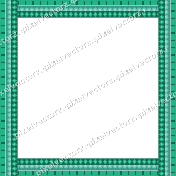 Decorative picture frame border in green and teal with scale band