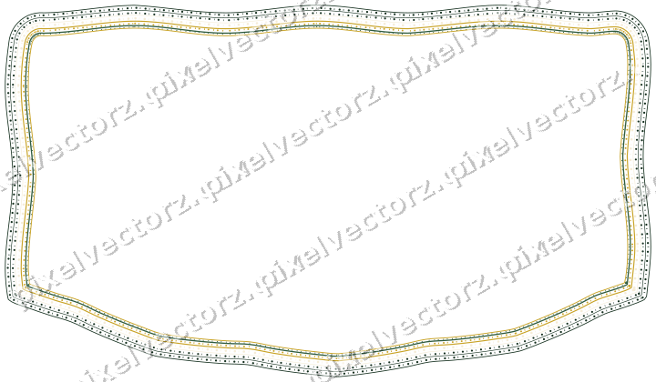 Decorative line art frame in dark green and amber with label plaque