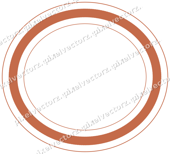 Decorative line art frame in dark teal and orange with oval