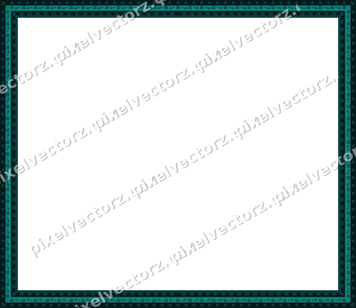 Decorative picture frame border in orange and teal with star band