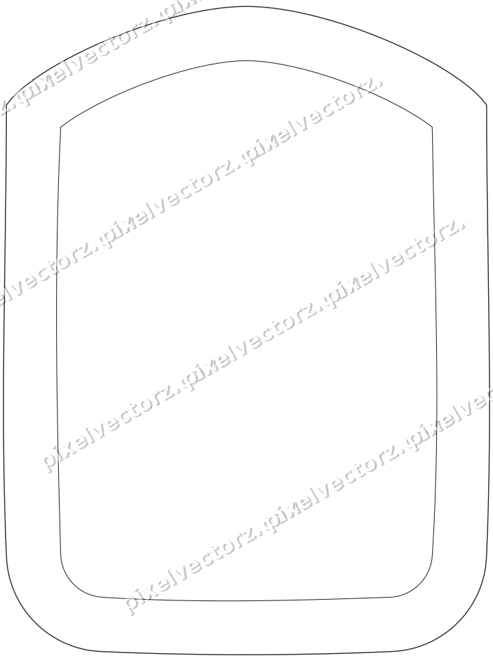Decorative line art frame in dark green and amber with label plaque