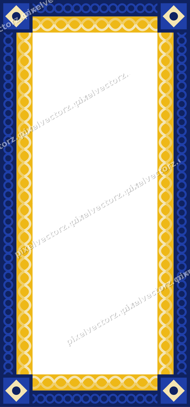 Decorative picture frame border in amber and blue with ring chain