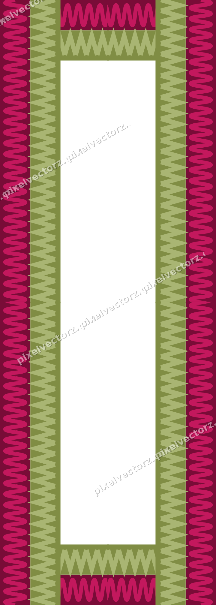 Decorative picture frame border in lime and pink with wave band