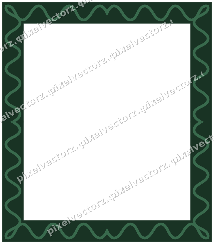 Decorative picture frame border in dark green and red with wave band