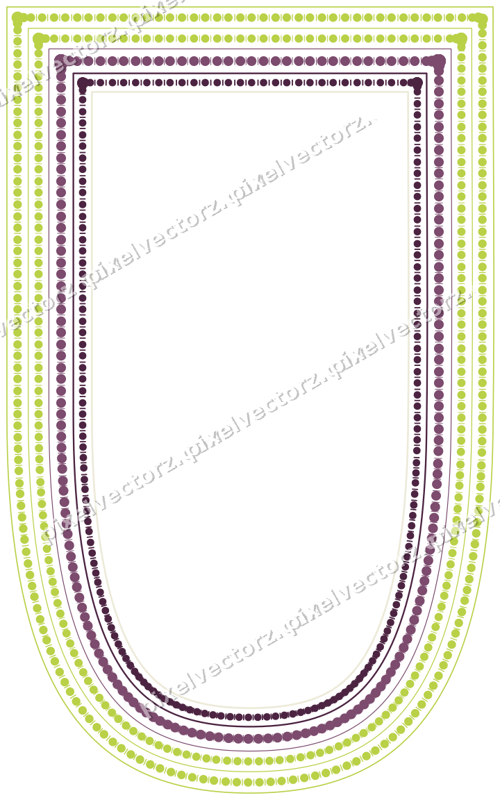 Decorative line art frame in dark magenta and lime with shield
