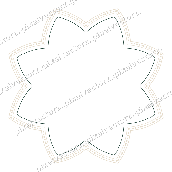 Decorative line art frame in dark red and dark green with oval