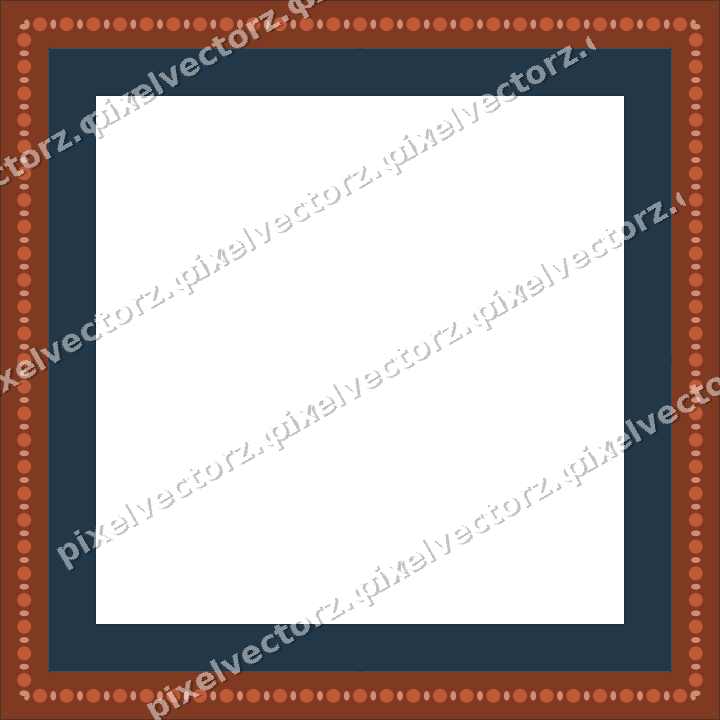 Decorative picture frame border in orange and cyan with bead and reel