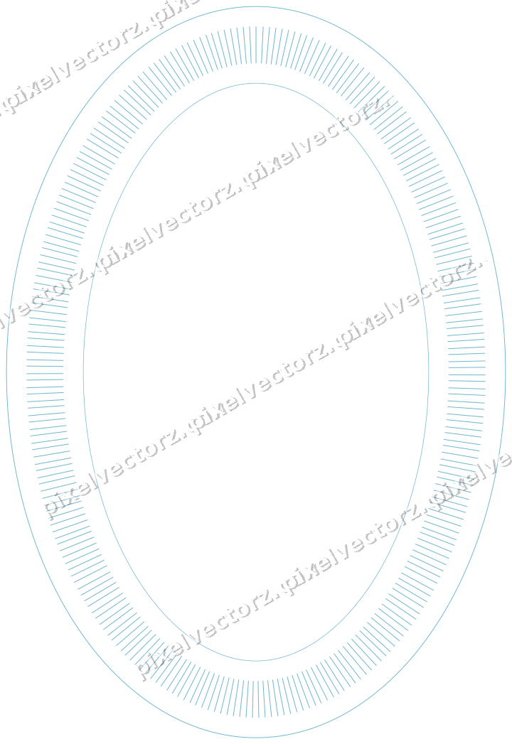 Decorative line art frame in blue and cyan with oval and dashed line
