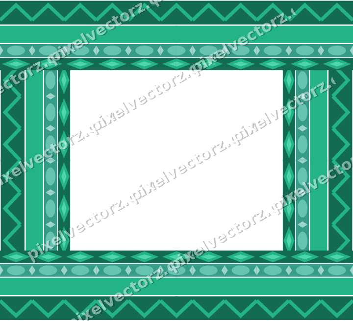 Decorative picture frame border in green and teal with egg and dart