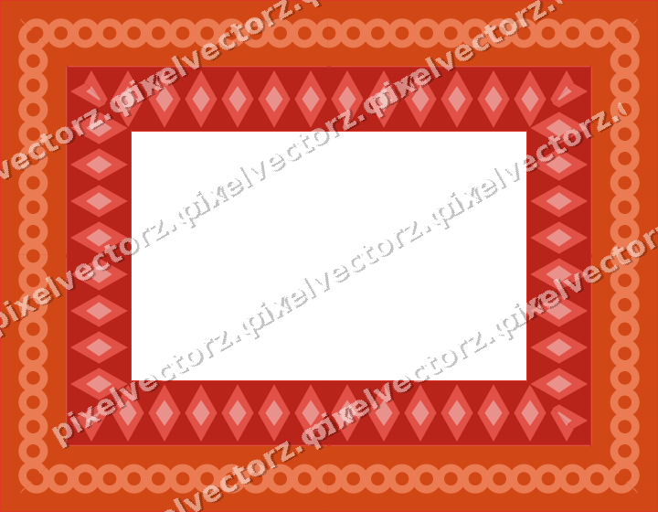 Decorative picture frame border in red and orange with ring chain