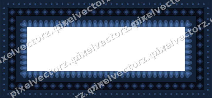 Decorative picture frame border in dark blue and amber with dot row