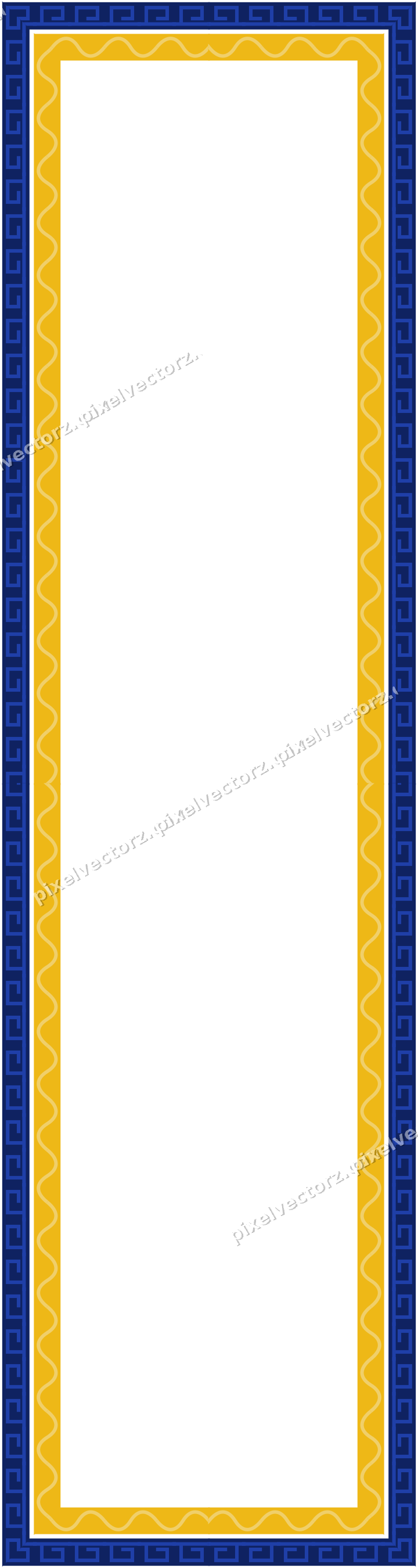 Decorative picture frame border in amber and blue with greek key