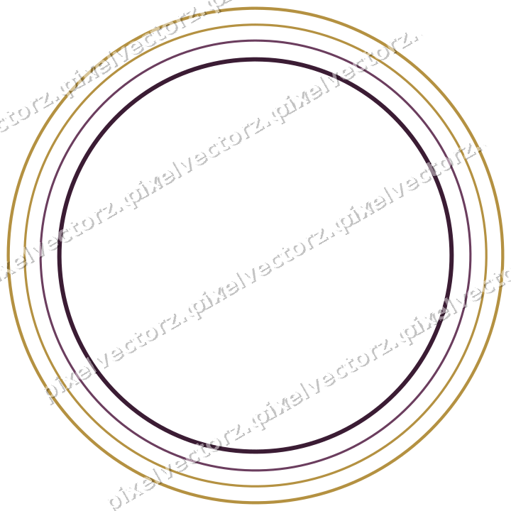 Decorative line art frame in dark magenta and amber with oval