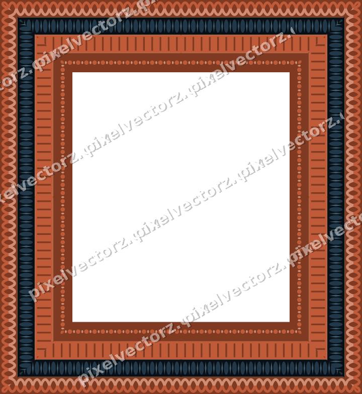 Decorative picture frame border in orange and cyan with guilloche