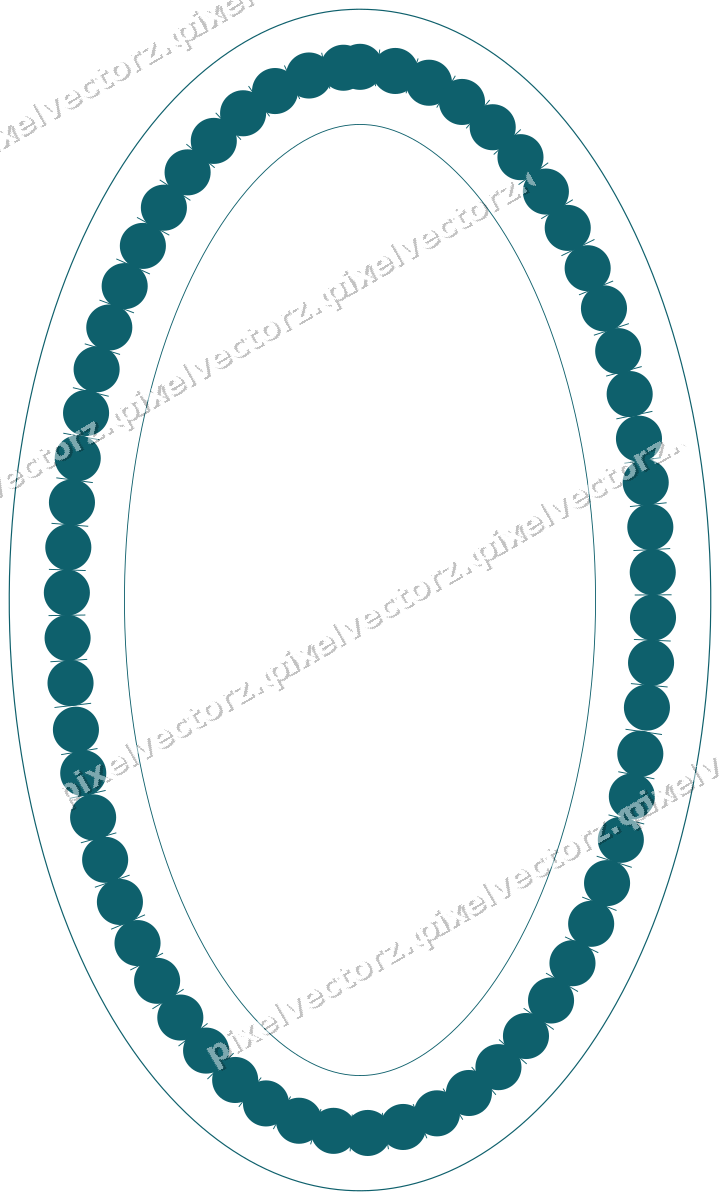 Decorative line art frame in amber and dark teal with oval