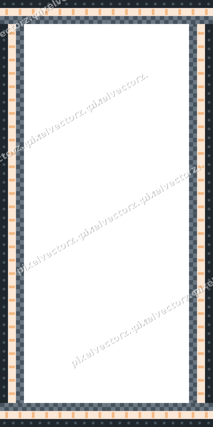 Decorative picture frame border in blue and orange with dot row