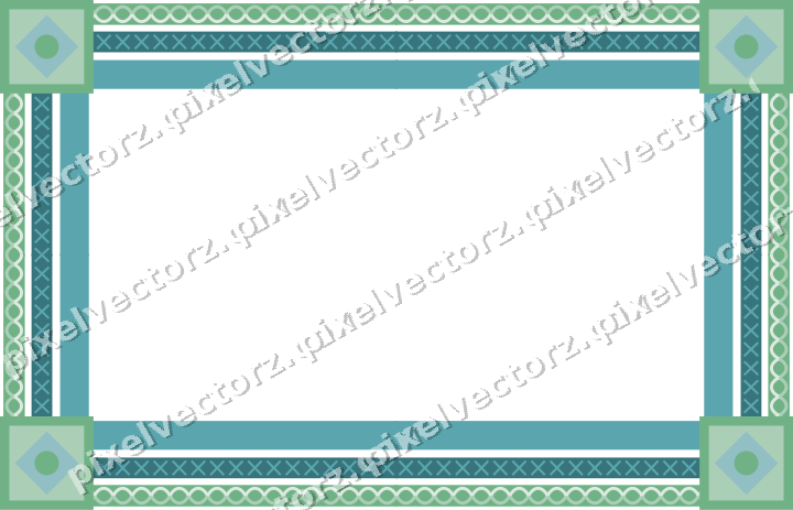 Decorative picture frame border in green and teal with guilloche
