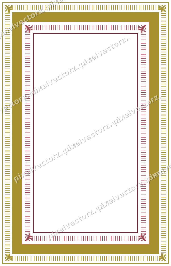 Decorative line art frame in dark pink and red with label plaque