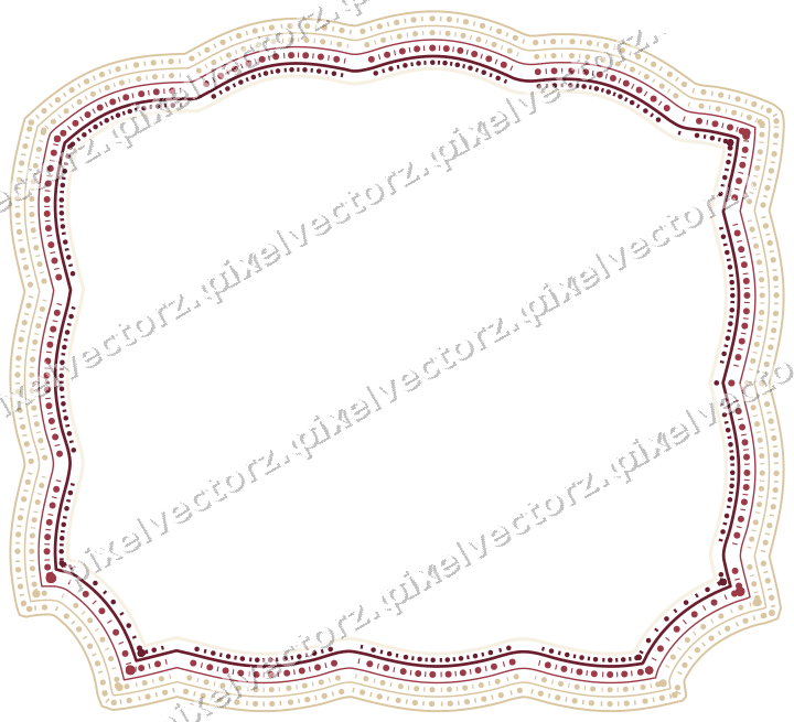 Decorative line art frame in dark pink and red with label plaque