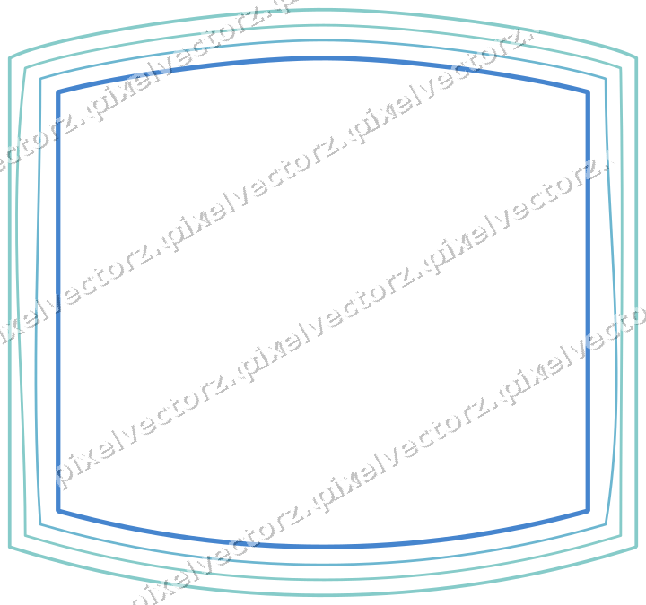 Decorative line art frame in blue and cyan with label plaque