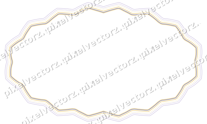 Decorative line art frame in amber and purple with oval