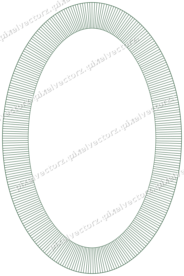 Decorative line art frame in dark green and amber with oval